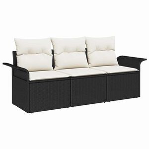 vidaXL Diivanikomplekt padjaga 3 pcs Must pol&uuml;rotang