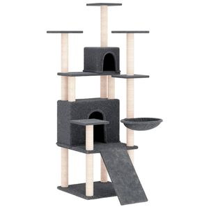 vidaXL kassimaja sisalk&ouml;itega kraapimispuudega, tumehall, 154 cm