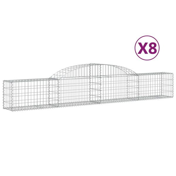 vidaXL kaarekujulised gabioonkorvid 8 tk, 300x30x40/60 cm, raud