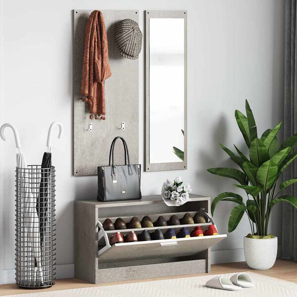 vidaXL kolm &uuml;hes kingakappide komplekt, betoonhall, tehispuit