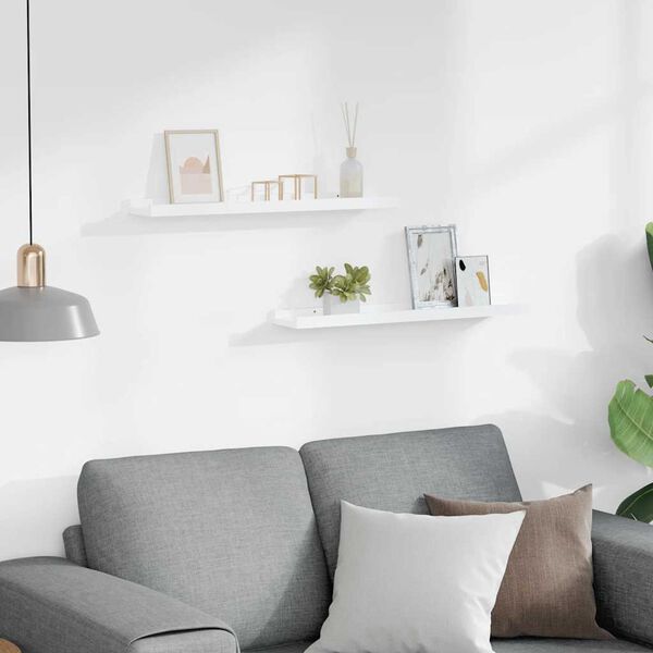 vidaXL pildiraami seinariiulid 2 tk, valge, 60 x 9 x 3 cm MDF