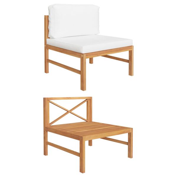 vidaXL diivan kreemjate patjadega, täistiikpuit