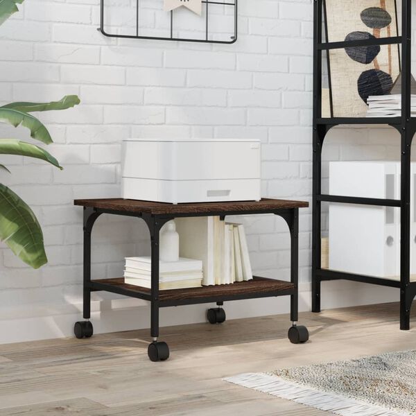 vidaXL printerialus, 2 tasandit, pruun tamm, 50x40x38 cm, tehispuit