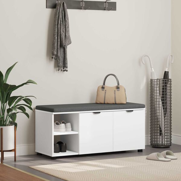 vidaXL Hallipink padjaga &Uuml;ksv&auml;rviline Valge 100 x 38 x 46 cm