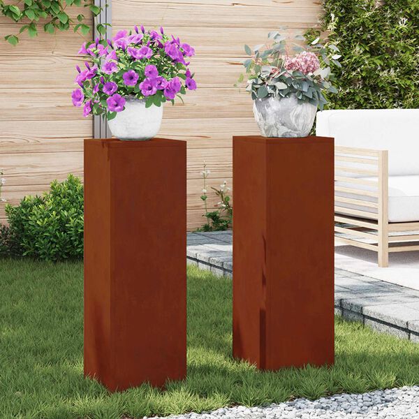 vidaXL Taimede alus 2 pcs Rooste 24 x 24 x 75 cm terase t&uuml;&uuml;p
