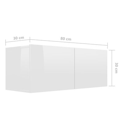 vidaXL 7-osaline telerikapikomplekt, kõrgläikega valge, puitlaastplaat