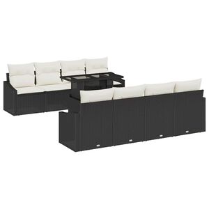 vidaXL Aia Diivanikomplekt padjaga ladustamisega 9 pcs Must pol&uuml;rotang