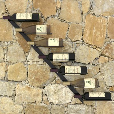 vidaXL seinale kinnitatav veiniriiul 7 pudelile, must metall