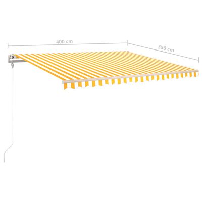 vidaXL käsitsi sissetõmmatav varikatus LEDidega, kollane/valge