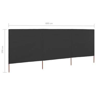 vidaXL tuulekaitse sein 3 paneelist, kangas, 400 x 160 cm antratsiit