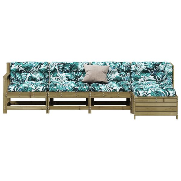 vidaXL 5-osaline aiam&ouml;&ouml;bli komplekt patjadega, immutatud m&auml;nnipuit