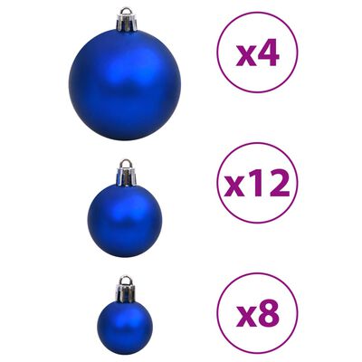 vidaXL jõulukuulid 100 tk, sinine ja hõbedane, 3/4/6 cm