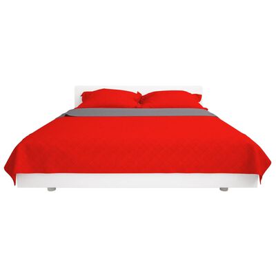 vidaXL kahepoolne tepitud voodikate punane ja hall 230 x 260 cm