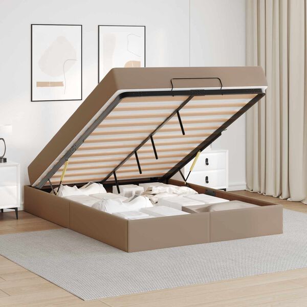 vidaXL Voodiraam madratsiga madratsiga 2 pcs Tumebeež PVC