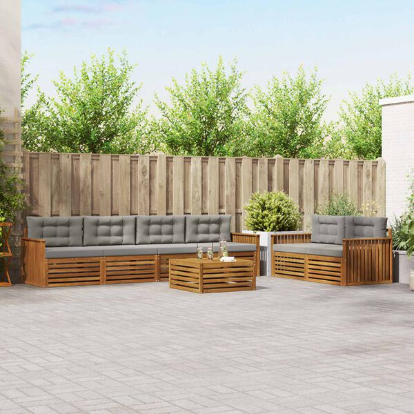 vidaXL V&auml;li diivanikomplekt padjaga 7 pcs Looduslik ja Hele Hall