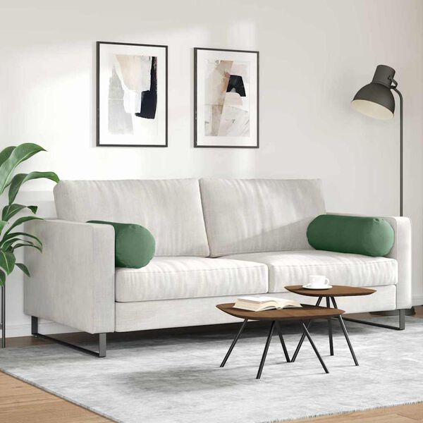 vidaXL Padjad 2 pcs Tume rohelise Ø 25 x 70 cm Korter kangas