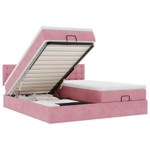 vidaXL Ottomani voodiraam madratsitega, roosa, 180x200 cm, samet