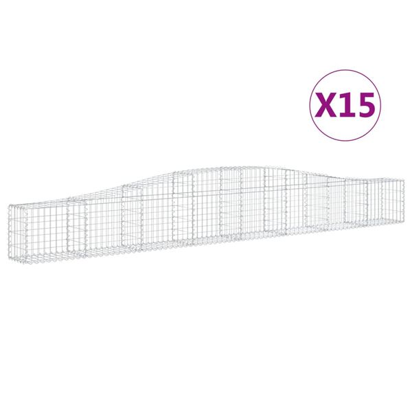 vidaXL kaarekujulised gabioonkorvid 15 tk, 400x30x40/60 cm, raud