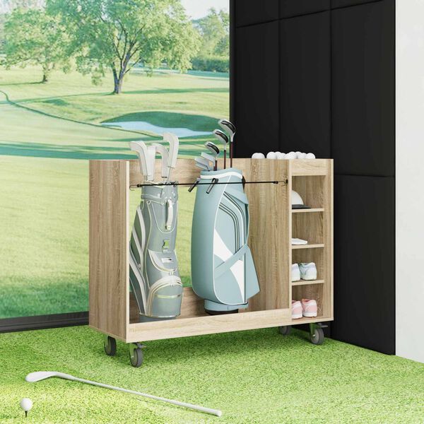 vidaXL Golfikapp rattaga &Uuml;ksv&auml;rviline Sonoma tamm 120 x 45 x 98 cm