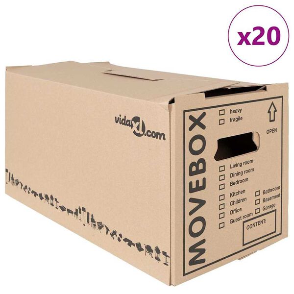 vidaXL Kolimiskast 20 pcs Neutraalne 59 x 31,5 x 31,5 cm Papp
