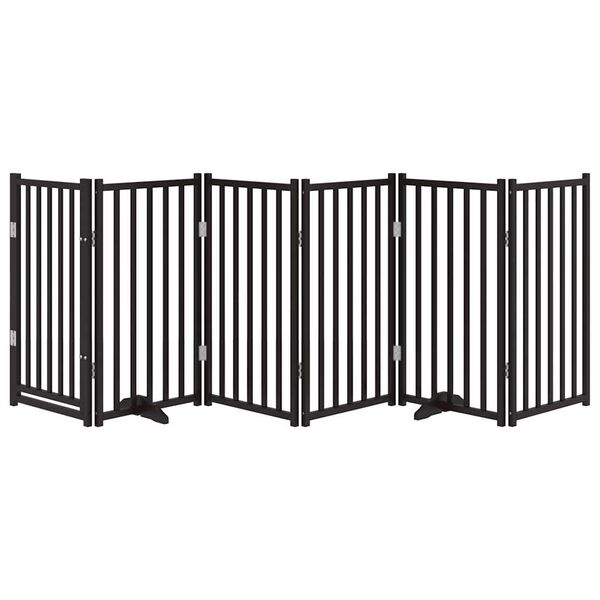 vidaXL kokkupandav koerav&auml;rav uksega, 6 paneeli, must 300 cm, nulupuit