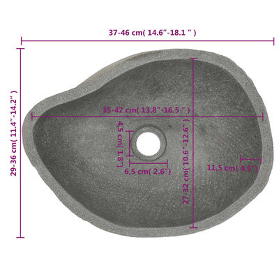 vidaXL kivist valamu, ovaalne 37-46 cm