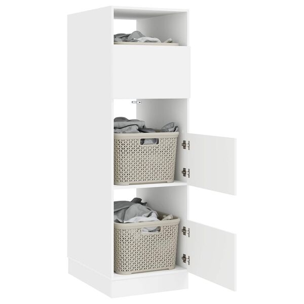 vidaXL Pesukaapp ladustamisega uksega Valge Tehispuit