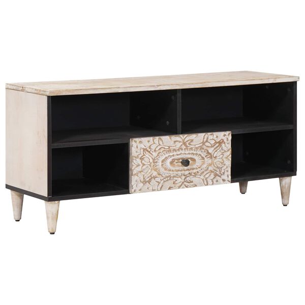 vidaXL Telerikapp sahtliga Valge 100 x 33,5 x 46 cm Tugev mango puu