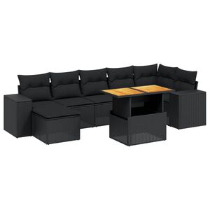 vidaXL 8-osaline aiadiivani komplekt patjadega, must, pol&uuml;rotang