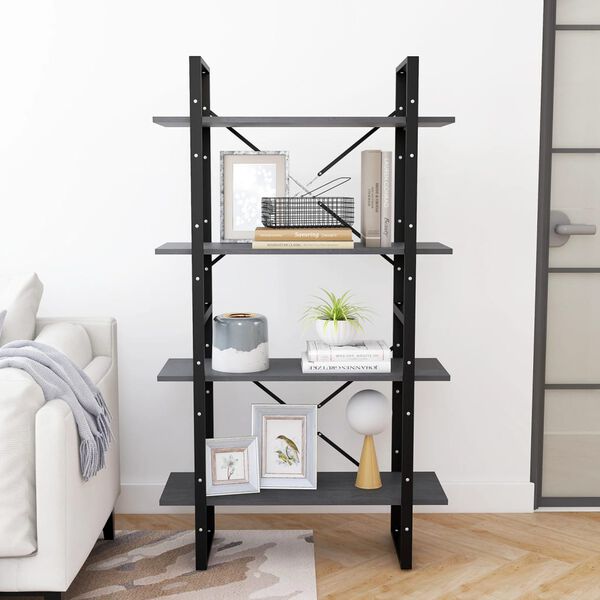 vidaXL 4-korruseline raamaturiiul, 80 x 30 x 140 cm, hall, männipuit