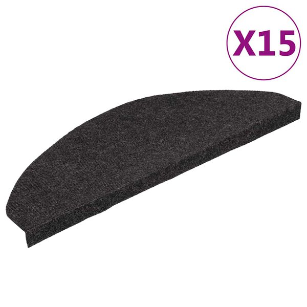 vidaXL isekleepuv trepivaip, 15 tk, 65x22,5x3,5 cm, must