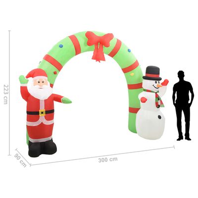 vidaXL täispumbatav jõuluvana ja lumememm kaarega, LED, 223 cm