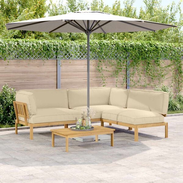 vidaXL Diivanikomplekt padjaga 4 pcs Beež Tugev akatsiapuu