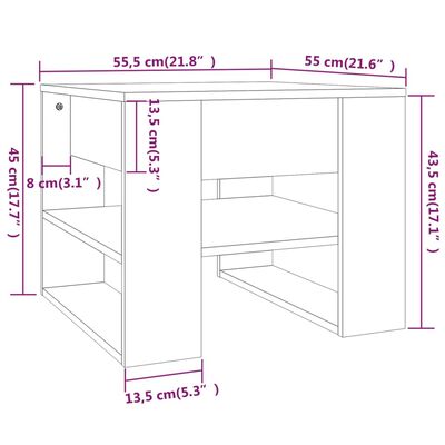 vidaXL kohvilaud, hall Sonoma tamm, 55,5 x 55 x 45 cm, tehispuit