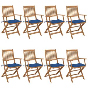 vidaXL kokkupandavad aiatoolid 8 tk, patjadega, akaatsiapuit