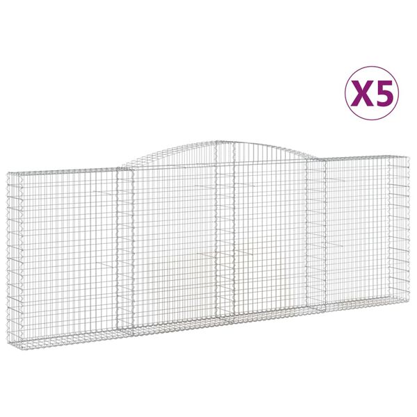 vidaXL kaarekujulised gabioonkorvid 5 tk, 400x30x140/160 cm, raud