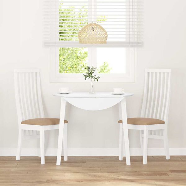 vidaXL söögitoolid patjadega, 2 tk, valge, kautšukipuit