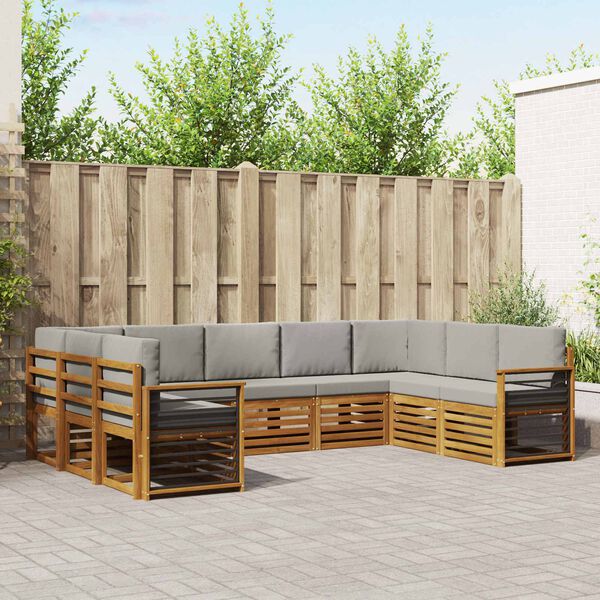 vidaXL Nurgadiivanikomplekt padjaga 9 pcs Looduslik ja Hele Hall