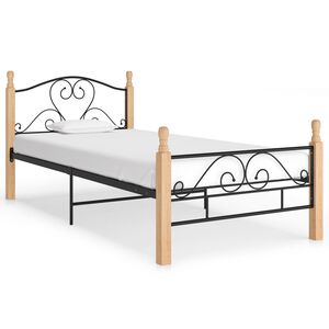 vidaXL voodiraam must metallist 90 x 200 cm