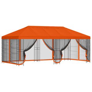 vidaXL Paviljon k&uuml;lgseinadega 6 x 3 m Oranž Pol&uuml;ester ja teras 190 gsm