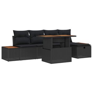 vidaXL Aia Diivanikomplekt 6 pcs Must pol&uuml;rotang