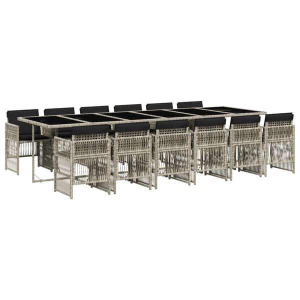 vidaXL 13-osaline aia s&ouml;&ouml;gim&ouml;&ouml;bli komplekt patjadega, hall, pol&uuml;rotang