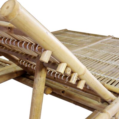 vidaXL kahekohaline päevitustool istmepadjaga, bambus
