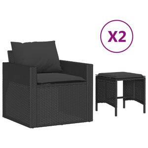 vidaXL 4-osaline aiadiivani komplekt patjadega, must, pol&uuml;rotang