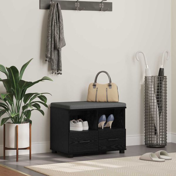 vidaXL Hallipink padjaga sahtliga Must tamm 60 x 38 x 46 cm