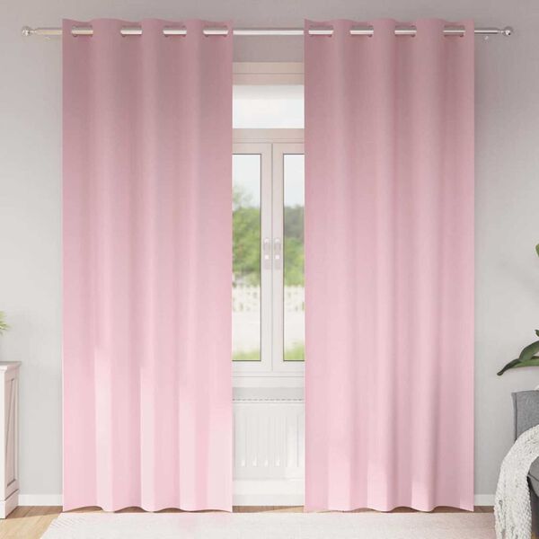 vidaXL Kardinad r&otilde;ngastega 2 pcs Beebiroosa 245 x 140 cm Pol&uuml;ester