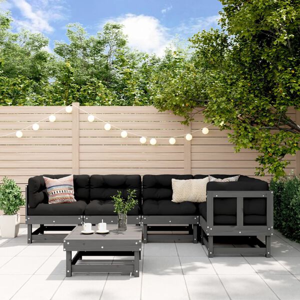 vidaXL 6-osaline aiamööbli komplekt, hall, männipuit