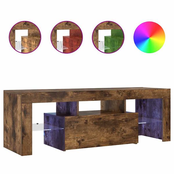 vidaXL telerialus LED-tuledega, suitsutatud tamm, 120 x 35 x 40 cm