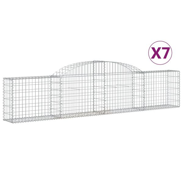 vidaXL kaarekujulised gabioonkorvid 7 tk, 300 x 30 x 60/80 cm, raud