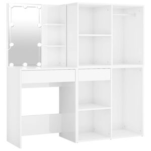 vidaXL LED tualettlaud 2 kapiga, kõrgläikega valge, tehispuit